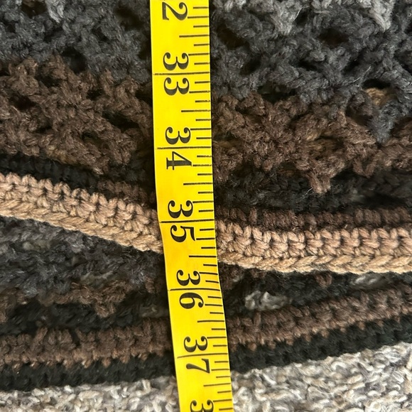 Afghan Granny style crocheted hooded duster in neutral colors S\M - Picture 8 of 8